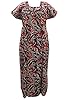 Maroon Batik Print Cotton Kaftans Maxi Dress Boho Caftan L / M