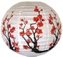 Red Sakura (Cherry) Flowers White Color Chinese/Japanese Paper Lantern/Lamp 16" Diameter - Just Artifacts Brand