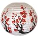 Red Sakura (Cherry) Flowers White Color Chinese/Japanese Paper Lantern/Lamp 16" Diameter - Just Artifacts Brand