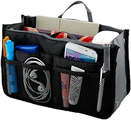 Lady Women Travel Insert Handbag Organiser Purse Large Liner Organizer Tidy Bag-Black