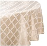 Lenox Laurel Leaf 70-by-86-Inch Oval Tablecloth, Ivory