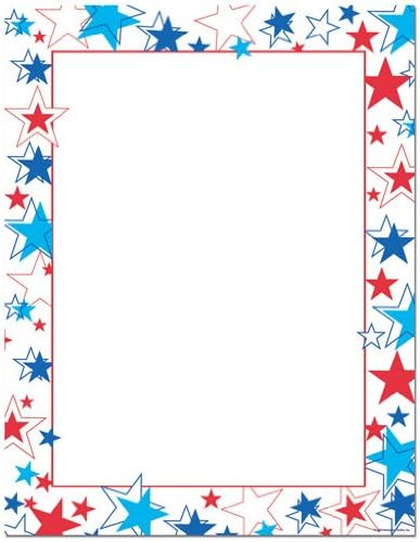 Red White Blue Stars Patriotic Laser &amp; Inkjet Computer Printer Paper