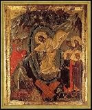 Bild mit Rahmen: Ikonenmalerei, Der Abstieg in die Hölle, 58 x 71 - Holz Corum S: Gold
