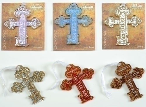 Set of 6 Inspirational Gifts Key Cross Christmas Ornaments 5