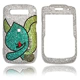 Blackberry 8900 Javelin Genuine Swarovski Crystal (7ss) Blue Flower Design Faceplate Cover Case