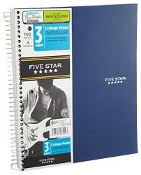 Five Star Wirebound 3-Subject 4-Pocket Notebook, College Ruled, 11X8-1/2, 150 Sheets (MEA06210)