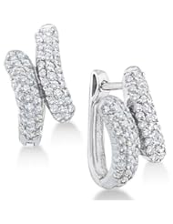 14K White and Yellow Two Tone Gold Channel Pave Set Round Diamond Stud Earrings - (1/2 cttw)