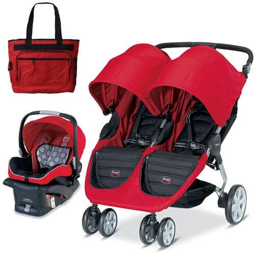 Britax U361818 - B-Agile Double with matching car seat and diaper bag in Red