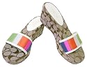 COACH ELLAH SIGNATURE STRIPE WEDGE SANDALS SHOES NEW