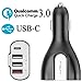 Anglink Quick Charge 3.0 50W/6.4A 4 Ports USB Car Charger, Fast Car Charger Adapter for Galaxy S7/S6/Edge/Plus, Note 5/4 iPhone 7/6s/Plus, iPad Pro/Air 2/mini, LG, Nexus, HTC and More