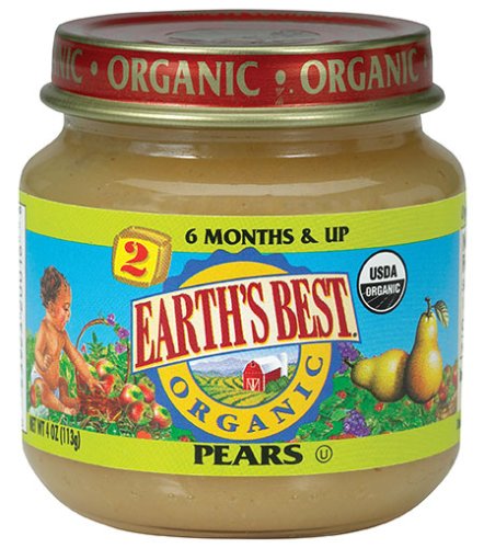 Earth's Best 2nd Pears, 4 Ounce Jars (Pack of 24) by Earth's Best