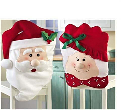 CHRISTMAS KITCHEN CHAIR COVER FEATURING MR AND MRS SANTA CLAUS -Transform Your Dining Room Chairs And Your Home For The Spirit of Christmas