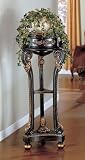 Antique Style Black & Gold Finish Plant Stand w/Storage Drawer