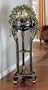 Antiqued black finish wood with gold accents plant stand