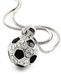 Silvertone Clear Rhinestone Soccer Ball Pendant Necklace Fashion Jewelry