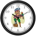 Pirate with Peg Leg Holding Parrot - Pirate Theme Wall Clock by WatchBuddy Timepieces (Slate Blue Frame)
