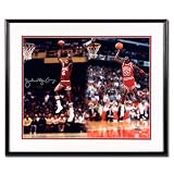 M. Jordan/'Dr. J' Erving Autographed Chicago Bulls/Philadelphia 76ers Slam Dunk 16x20 Photo Framed