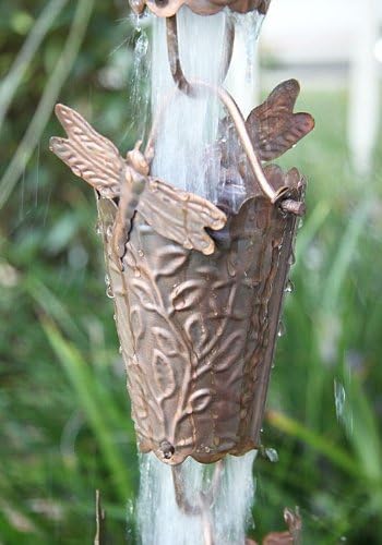 Dragonfly Cups Copper Rain Chain 2949