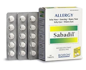 Boiron Homeopathic Medicine Sabadil Tablets for Hay Fever and Allergies, 60-Count Boxes (Pack of 3)