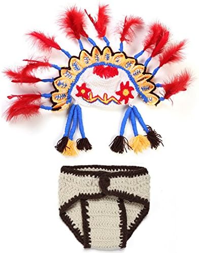 Photography Prop Baby Infant Costume Indiana Crochet Knitted Diaper Hat Cap
