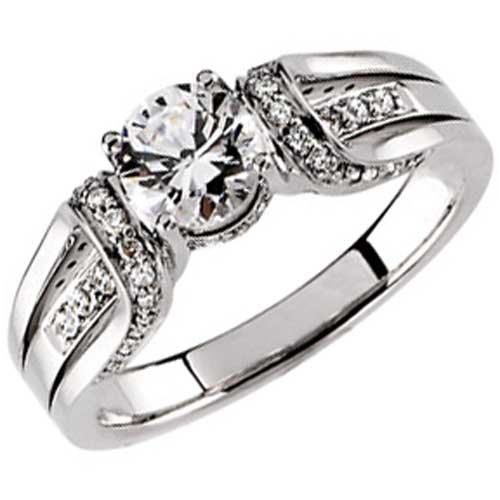 0.25 Ct.T.W. Round Brilliant Cut Diamonds 14K White Gold. Diamond Engagement Ring Semi Mount Setting