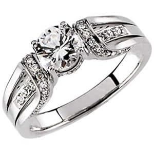 14kt White Gold Stylish Fold Over Engagement Ring (Center stone is not included)