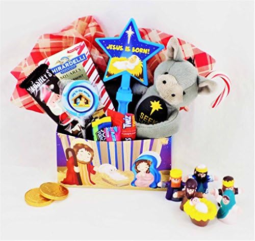 'Seek Him' Jesus Is Born Nativity Themed Christmas Candy and Toy Gift Basket