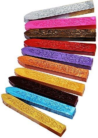 Generic 10pcs Colors Antique Carved Wax Sealing Sticks for Retro Vintage Wax Seal Stamp SEW01