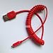 Coiled Red Color USB Cable 2.0 Type-A Male to Micro-B 5-pin Male for smartphone by AT&T, Verizon, T-Mobile, Sprint smartphone with Micro USB connector, Samsung, HTC, LG, Motorola, Palm, Huwaei smartphone