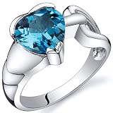 Love Knot Style 2.00 carats Swiss Blue Topaz Ring in Sterling Silver Rhodium Finish Available in Sizes 5 thru 9