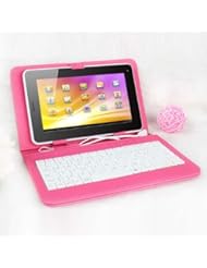 PC Accessory: Pink KOCASO 7" Micro USB Keyboard & Leather Case Pouch Cover for Tablets - MM Electronics