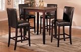 Cheap 5pcs Bar Height Table and 4 Bar Chairs with Brown Faux Leather #PD F21124,f11246