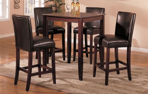 5 Pc Counter Height Brown Finish