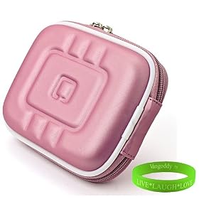 Durable and Elegant Extra Thick Digital Camera Case for your Canon Powershot A Series: A1200 , A2200 , A2300, A2400 IS , A3300 , A3400 , A4000 and Canon Accessories in Eva Pastel Pink , interior lined with soft felt preventing scratches + Green Vangoddy Bracelet!!!