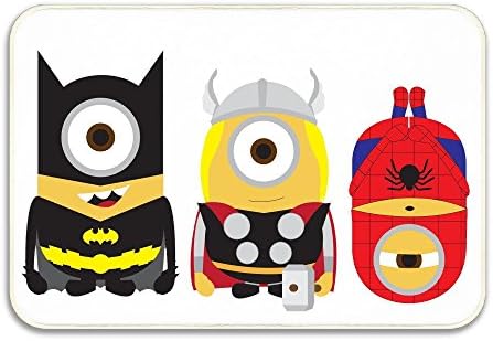 SSML Minion Batman Shower Bath Tub MatcarpetsSkid Proof Carpet Safe Design Coral Velvet And Memory Foam Non-slip Mats Indoors Outdoors 23.62*15.75 Inch,Fits Any Place One Sized White