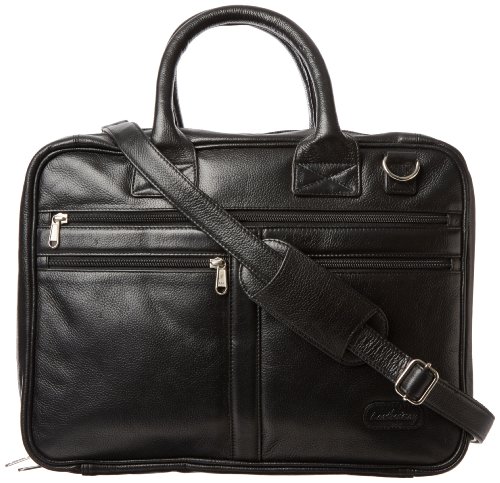 Leatherbay Princeton Leather Briefcase Laptop Bag,Black,one size On Sale