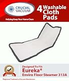 High Quality 4-Pack Washable & Reusable Pad Fits Eureka Enviro Floor Steamer 310A, 311A, 313A; Compare To Eureka Enviro Hard Floor Steam Cleaner Part # 60978, 60980, 60980A; Designed & Engineered By Crucial Vacuum