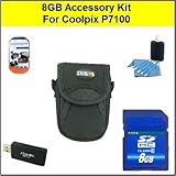 8GB Starters Accessory Kit For Nikon Coolpix P7100 Digital Camera Kit Inclu ....
