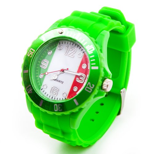 Fanartikel Silikon Armbanduhr Watch Fan Uhr m WM & EM Länder Flaggen Style (Italien)