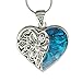 Embolden Jewelry Silver Blue Green Abalone Shell Heart Pendant Love Necklace for Wife Mother Girl
