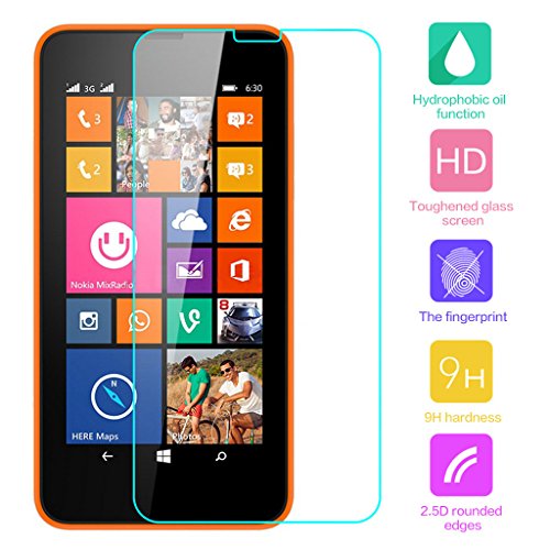Cuitan Tempered Glass Screen Protector Film for Nokia N630 / Nokia NK-Lumia 635 630 636, Transparent HD 0.33mm Slim 9H Hardness Anti-Scratch Fingerprint Resistant Tempered Screen Protector Guard Cover