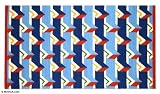 Wool rug, 'Op Art Blues' (3.5x6)