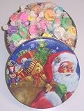 Gourmet Food : Scott's Cakes Assorted Nougat Salt Water Taffy in a Santa's Toys Tin
