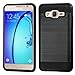 Galaxy On5 Case With Tempered Glass Screen Protector,IDEA LINE(TM) Hybrid Hard Shockproof Slim Fit Brushed Shockproof Protector Cover Heavy Duty Protective (Black/Black)
