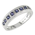 14K White Gold Band with Channel-Set Diamonds and Sapphires