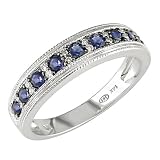 14K White Gold Band with Channel-Set Diamonds and Sapphires