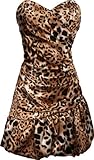 Leopard Print Satin Bubble Mini Dress Prom Formal Junior Plus Size, XL, Gold