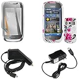 iNcido Brand Nokia C7-00/Astound Combo Red Flower on White Protective Case  ....