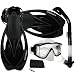 Snorkeling Scuba Dive Snorkel Purge Edgless Mask Fins Gear Set, Trans. Black,...