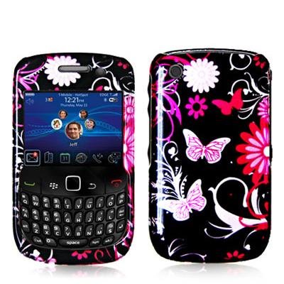 Best Price Pink Butterfly Flowers Design Crystal Hard Skin Case Cover for Blackberry Curve 8520 8530 3G 9300 9330 Phone New By Electromaster